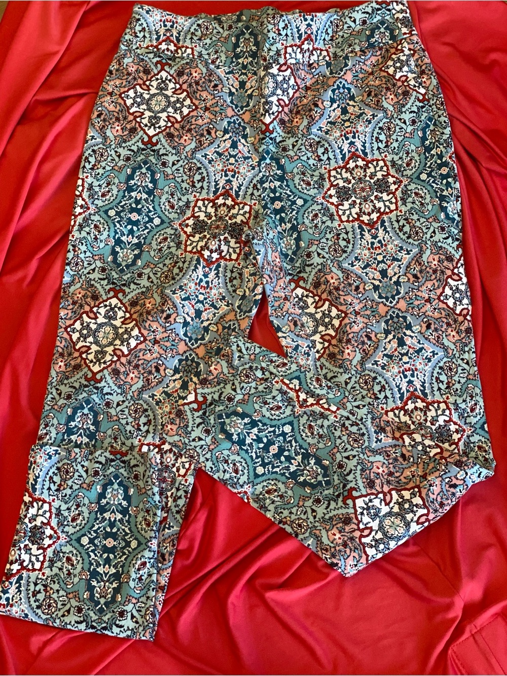 Chico's Teal Paisley-Patterned pants